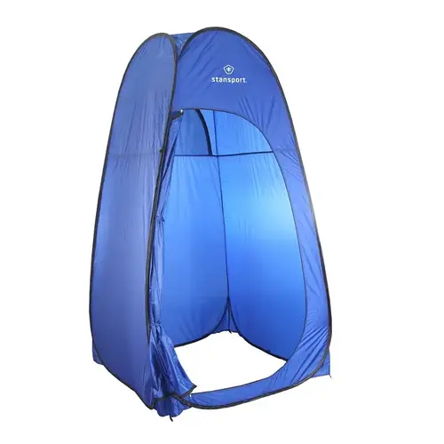 Stansport Pop-Up Privacy Shelter, 48 in L, 48 in W, 84 in H, Polyethylene, Blue, Polyethylene Fabric, Blue Fabric