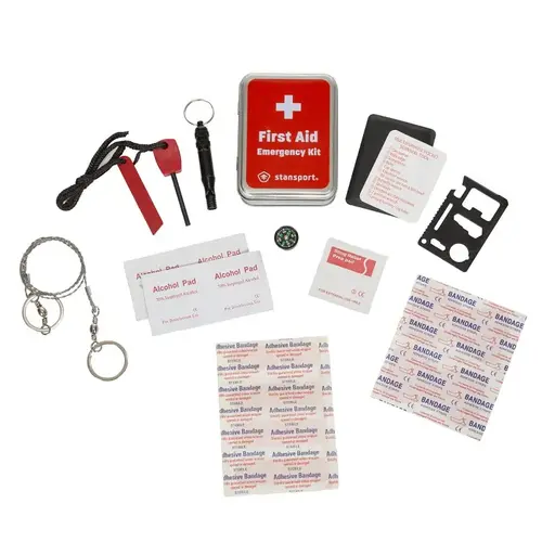 Stansport Vintage Tin Emergency First Aid Kit, 19-Piece, Metal - pack of 12