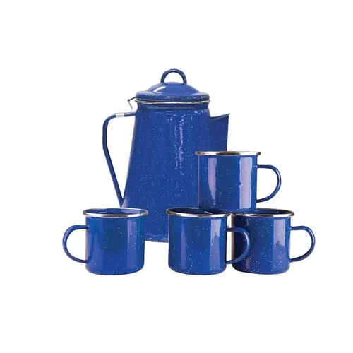 Stansport Percolator, 8 Cups Capacity, Aluminum, Blue, Enamel Stansport Percolator, 8 Cups Capacity, Aluminum, Blue, Enamel