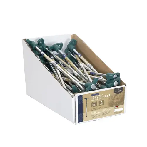 Stansport Tent Stake, 10 in L, 1-1/2 in W, Steel, Silver Stansport Tent Stake, 10 in L, 1-1/2 in W, Steel, Silver
