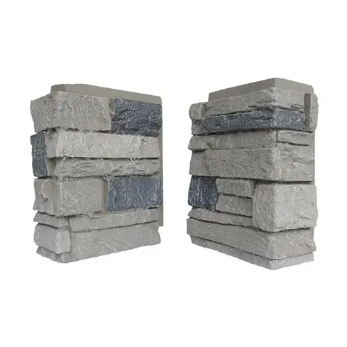 DuraKwik Stone Siding Corner, 13 in L, 10 in W, 4 in Thick, Interlocking Edge, Ledgestone Profile, Arizona Trail - pack of 4