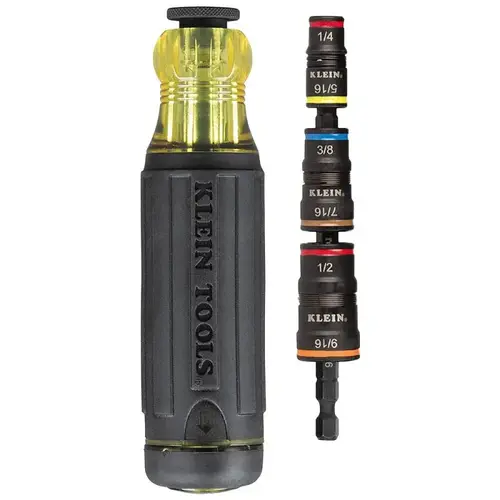 Klein Tools 20-in-1 Impact Driver Set, Phillips, Slotted, Square, Torx Drive, 10.45 in OAL, Plastic Handle Klein Tools 20-in-1 Impact Driver Set, Phillips, Slotted, Square, Torx Drive, 10.45 in OAL, Plastic Handle