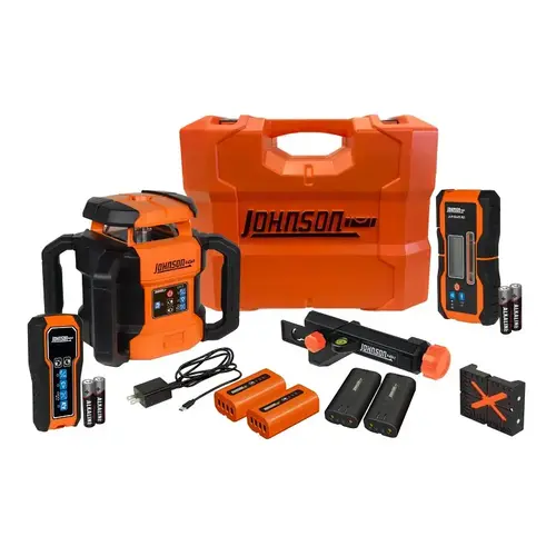 Johnson Dual Slope Rotary Laser Kit, 200 ft Interior, 4000 ft Exterior, +/-1/16 in at 100 ft Accuracy