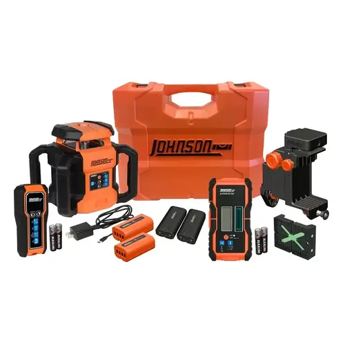 Johnson GreenBrite Dual Slope Rotary Laser Kit, 350 ft Interior, 4000 ft Exterior, 3-Beam, Green Laser Johnson GreenBrite Dual Slope Rotary Laser Kit, 350 ft Interior, 4000 ft Exterior, 3-Beam, Green Laser