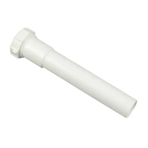 Danco Pipe Extension Tube, 1-1/4 in, 8 in L, Slip-Joint, Plastic, White