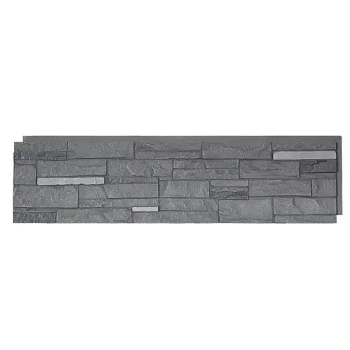 DuraKwik Stone Siding Panel, 13 in L, 48 in W, 2 in Thick, Interlocking Edge, Ledgestone Profile, Volcano Ash - pack of 4 DuraKwik Stone Siding Panel, 13 in L, 48 in W, 2 in Thick, Interlocking Edge, Ledgestone Profile, Volcano Ash - pack of 4