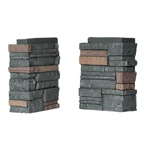 DuraKwik Stone Siding Corner, 13 in L, 10 in W, 4 in Thick, Interlocking Edge, Stacked Stone Profile - pack of 4