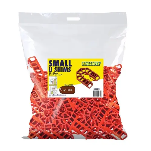 Broadfix U-Shim, 5 mm Thick, 43 mm W, 55 mm L, Polypropylene