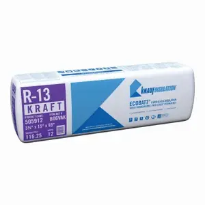 Knauf B65VAK R-13 Unfaced Fiberglass Insulation Batt, 15 x 93 In.