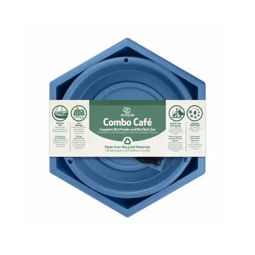 Combo Bird Bath/Feeder Blue Combo Bird Bath/Feeder Blue