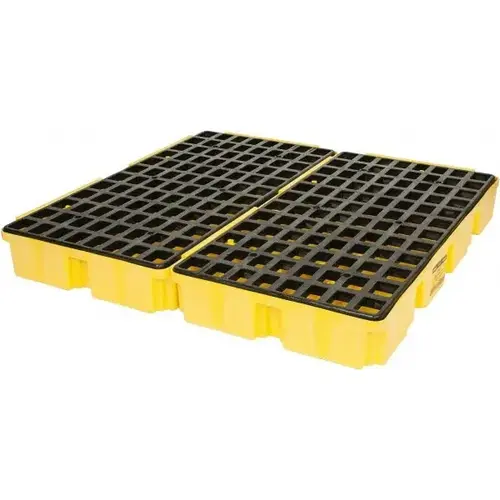 Spill Containment, 4-Drum Modular Platform, HDPE, 10000 lb, 30 gal, 52-1/2 in W x 52-1/2 in D x 6-1/2 in H, Y/B, ND Yellow; Black Grate Spill Containment, 4-Drum Modular Platform, HDPE, 10000 lb, 30 gal, 52-1/2 in W x 52-1/2 in D x 6-1/2 in H, Y/B, ND Yellow; Black Grate
