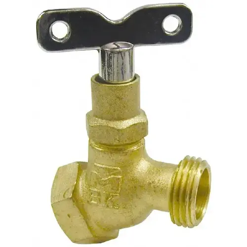 1/2" Pipe, 125 psi WOG Rating, Brass Hose Bibb, Stop Valve