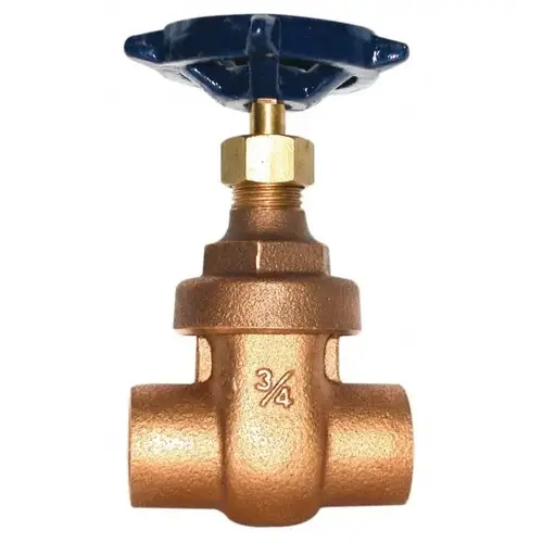 Gate Valve: Non-Rising Stem, 1-1/2" Pipe, Soldered, Bronze