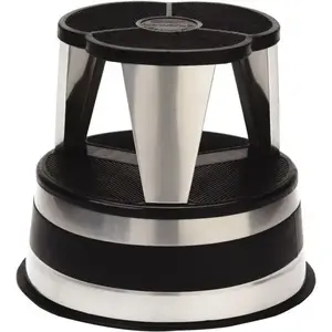 Cramer, Inc 1001-01 Kik-Step Steel Step Stool, 350 Lb Cap, 16" Dia. X 14 1/4h, Silver