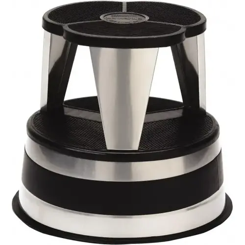 Kik-Step Steel Step Stool, 350 Lb Cap, 16" Dia. X 14 1/4h, Silver