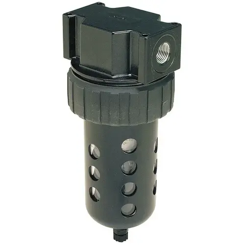 1/2" Port, 7.67" High x 3.24" Wide Standard Filter with Polycarbonate Bowl, Manual Drain 1/2" Port, 7.67" High x 3.24" Wide Standard Filter with Polycarbonate Bowl, Manual Drain