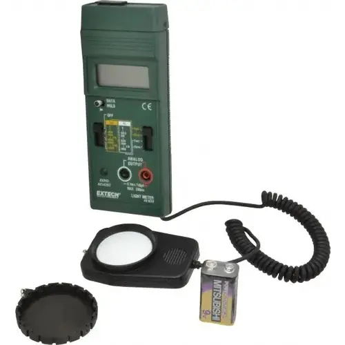 9 Volt Battery, 5,000 FC, LCD Display, Color Corrected Photodiode, Light Meter