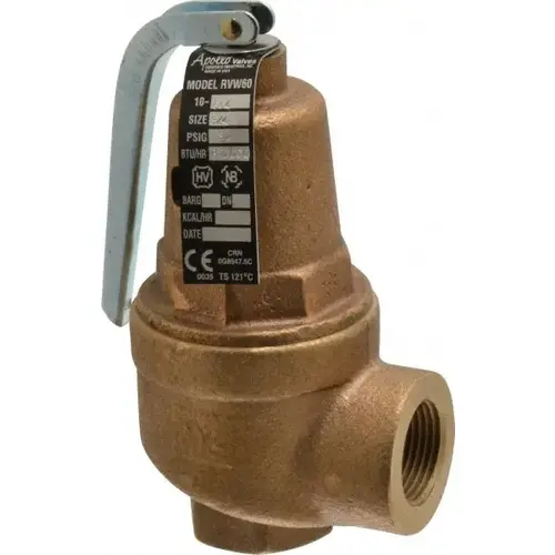 ASME Safety Relief Valve: 3/4" Inlet, 30 Max psi