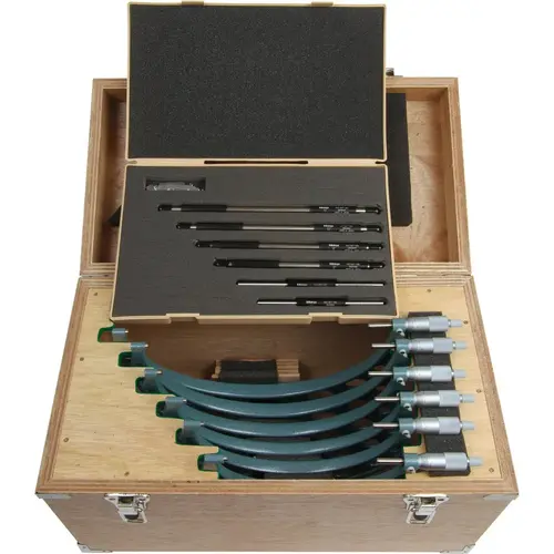 Mechanical Outside Micrometer Set: 6 Pc, 6 to 12" Measurement Mechanical Outside Micrometer Set: 6 Pc, 6 to 12" Measurement