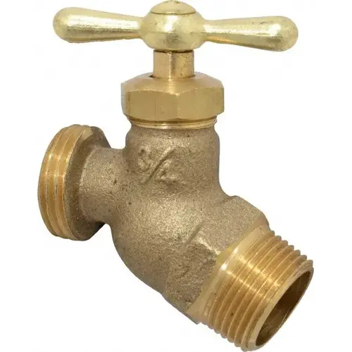 3/4" Pipe, 125 psi WOG Rating, Brass Hose Bibb, Stop Valve 3/4" Pipe, 125 psi WOG Rating, Brass Hose Bibb, Stop Valve