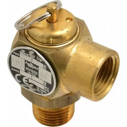 ASME Safety Relief Valve: 1/2" Inlet, 40 Max psi ASME Safety Relief Valve: 1/2" Inlet, 40 Max psi