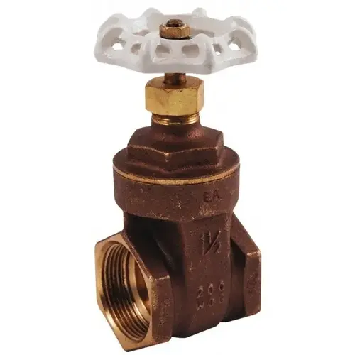 Gate Valve: Gate, 3/4" Pipe, FNPT x FNPT, Brass