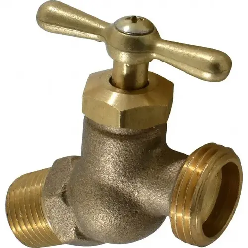 1/2 Inch Pipe, 125 psi WOG Rating, Brass Hose Bibb, Stop Valve