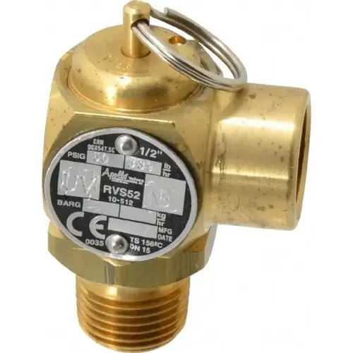 ASME Safety Relief Valve: 1/2" Inlet, 50 Max psi ASME Safety Relief Valve: 1/2" Inlet, 50 Max psi