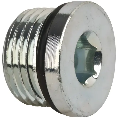 Industrial Pipe Hex Socket Plug: 7/8-14 Male Thread, Male Straight Thread O-Ring Industrial Pipe Hex Socket Plug: 7/8-14 Male Thread, Male Straight Thread O-Ring