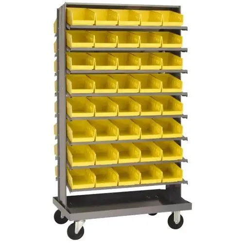Floor Pick Rack: Double-Sided Mobile Pick Rack Unit with Shelf Bins, 27" OAD, 64" OAH, 38" OAW Floor Pick Rack: Double-Sided Mobile Pick Rack Unit with Shelf Bins, 27" OAD, 64" OAH, 38" OAW