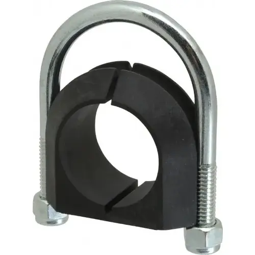 U-Bolt Clamp with Cushion: 1-1/4" Pipe, Steel, Electro-Galvanized Finish