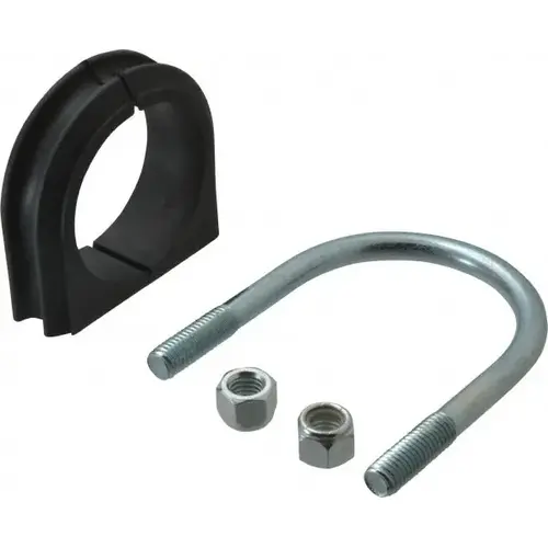 U-Bolt Clamp with Cushion: 2-1/2" Pipe, Steel, Electro-Galvanized Finish