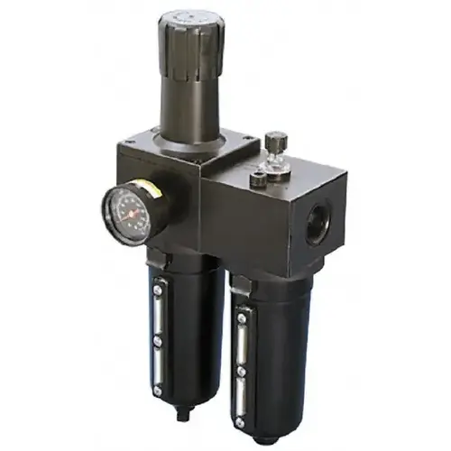 FRL Combination Unit: 3/4 NPT, Heavy-Duty, 2 Pc Filter/Regulator-Lubricator with Pressure Gauge FRL Combination Unit: 3/4 NPT, Heavy-Duty, 2 Pc Filter/Regulator-Lubricator with Pressure Gauge