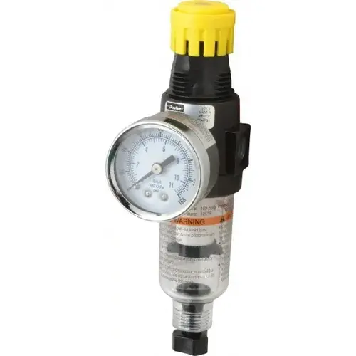 FRL Combination Unit: 1/4 NPT, Miniature, 1 Pc Filter/Regulator with Pressure Gauge FRL Combination Unit: 1/4 NPT, Miniature, 1 Pc Filter/Regulator with Pressure Gauge