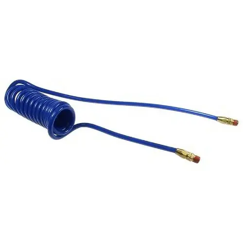 Coiled & Self Storing Hose: 1/4" ID, 25 ft Long, Male Swivel x Male Swivel