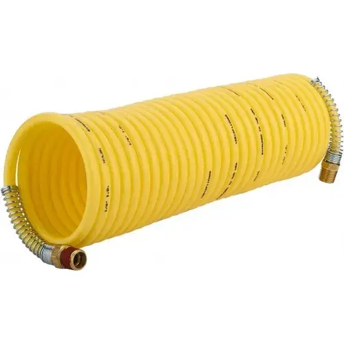 Coiled & Self Storing Hose: 1/4" ID, 25 ft Long, Male Rigid x Male Swivel Coiled & Self Storing Hose: 1/4" ID, 25 ft Long, Male Rigid x Male Swivel