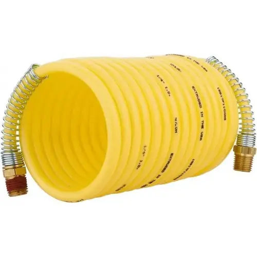 Coiled & Self Storing Hose: 1/4" ID, 12 ft Long, Male Rigid x Male Swivel Coiled & Self Storing Hose: 1/4" ID, 12 ft Long, Male Rigid x Male Swivel