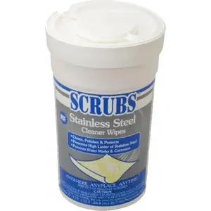 SCRUBS 91930 Stainless Steel Cleaner & Polish: Wipes, Center Pull Bucket, Citrus Scent