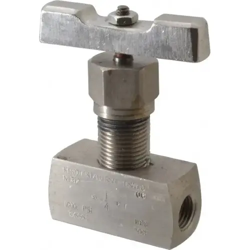 Needle Valve: Straight, 1/4" Pipe, Stainless Steel Body Needle Valve: Straight, 1/4" Pipe, Stainless Steel Body