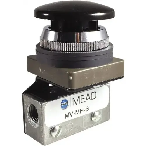 Mechanically Operated Valve: 3-Way Pilot, Mushroom Head Actuator, 1/8" Inlet, 2 Position