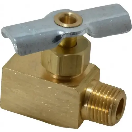 Needle Valve: Straight, 1/8" Pipe, FNPTF x MNPTF End, Brass Body