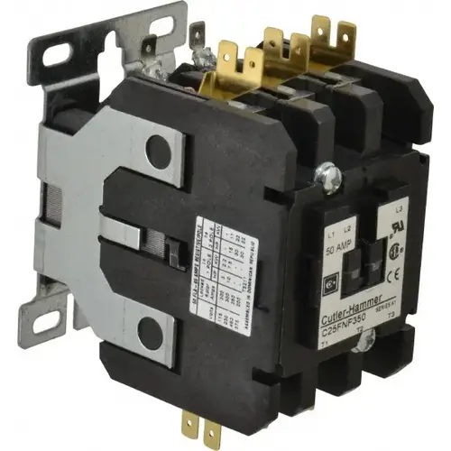 3 Pole, 50 Amp Inductive Load, 110 to 120 Coil VAC at 50/60 Hz, Nonreversible Definite Purpose Contactor 3 Pole, 50 Amp Inductive Load, 110 to 120 Coil VAC at 50/60 Hz, Nonreversible Definite Purpose Contactor