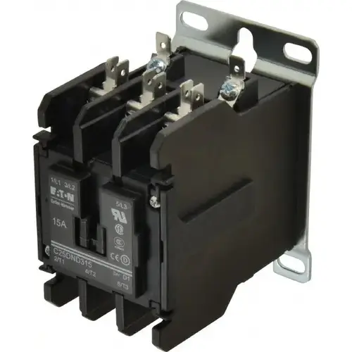 3 Pole, 15 Amp Inductive Load, 110 to 120 Coil VAC at 50/60 Hz, Nonreversible Definite Purpose Contactor