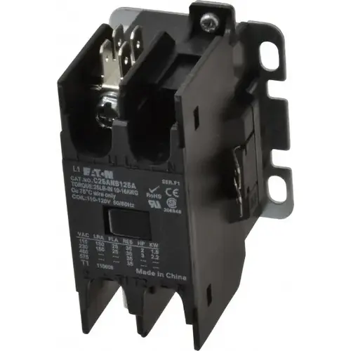 1 Pole, 25 Amp Inductive Load, 110 to 120 Coil VAC at 50/60 Hz, Nonreversible Definite Purpose Contactor