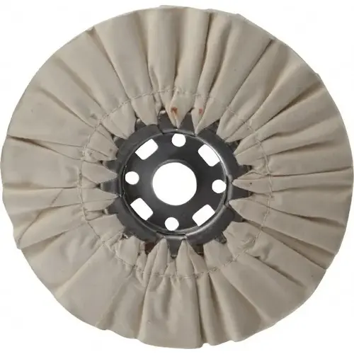 Unmounted Ventilated Bias Buffing Wheel: 10" Dia, 1/2" Thick, 1-1/4" Arbor Hole Dia