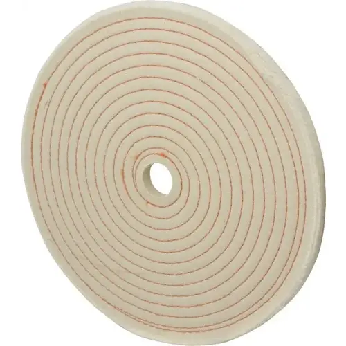 Unmounted Spiral Sewn Buffing Wheel: 10" Dia, 1/2" Thick, 1/2" Arbor Hole Dia