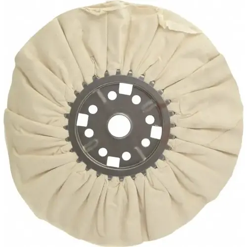 Unmounted Ventilated Bias Buffing Wheel: 14" Dia, 1/2" Thick, 1-1/4" Arbor Hole Dia Unmounted Ventilated Bias Buffing Wheel: 14" Dia, 1/2" Thick, 1-1/4" Arbor Hole Dia
