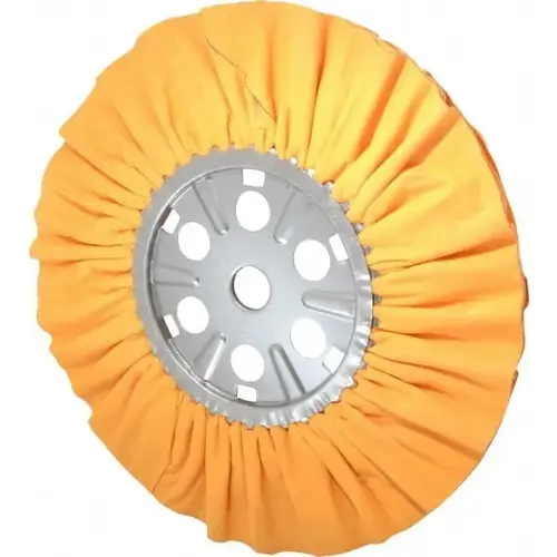 Unmounted Ventilated Bias Buffing Wheel: 16" Dia, 1/2" Thick, 1-1/4" Arbor Hole Dia Unmounted Ventilated Bias Buffing Wheel: 16" Dia, 1/2" Thick, 1-1/4" Arbor Hole Dia