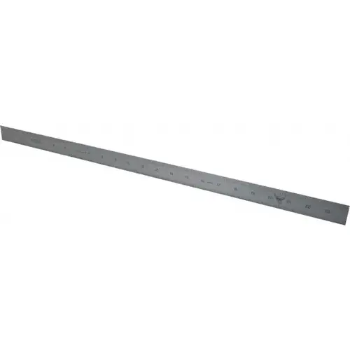 Steel Rule: 24" OAL, Decimal & Metric Graduation, Rigid, 1-1/8" OAW Satin Chrome-Plated