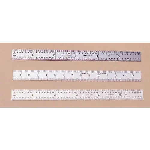 Steel Rule: 24" OAL, Decimal & Metric Graduation, Flexible, 3/4" OAW Satin Chrome